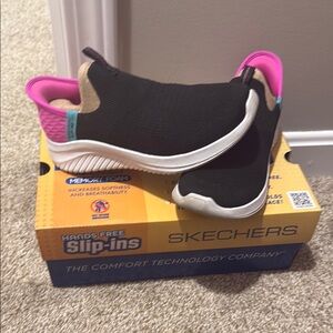 Skechers Kids' Black and Pink Slip-On Shoes